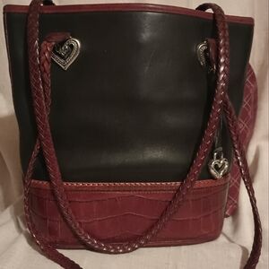 Brighton Classic Black And Brown Leather Shoulder Bag